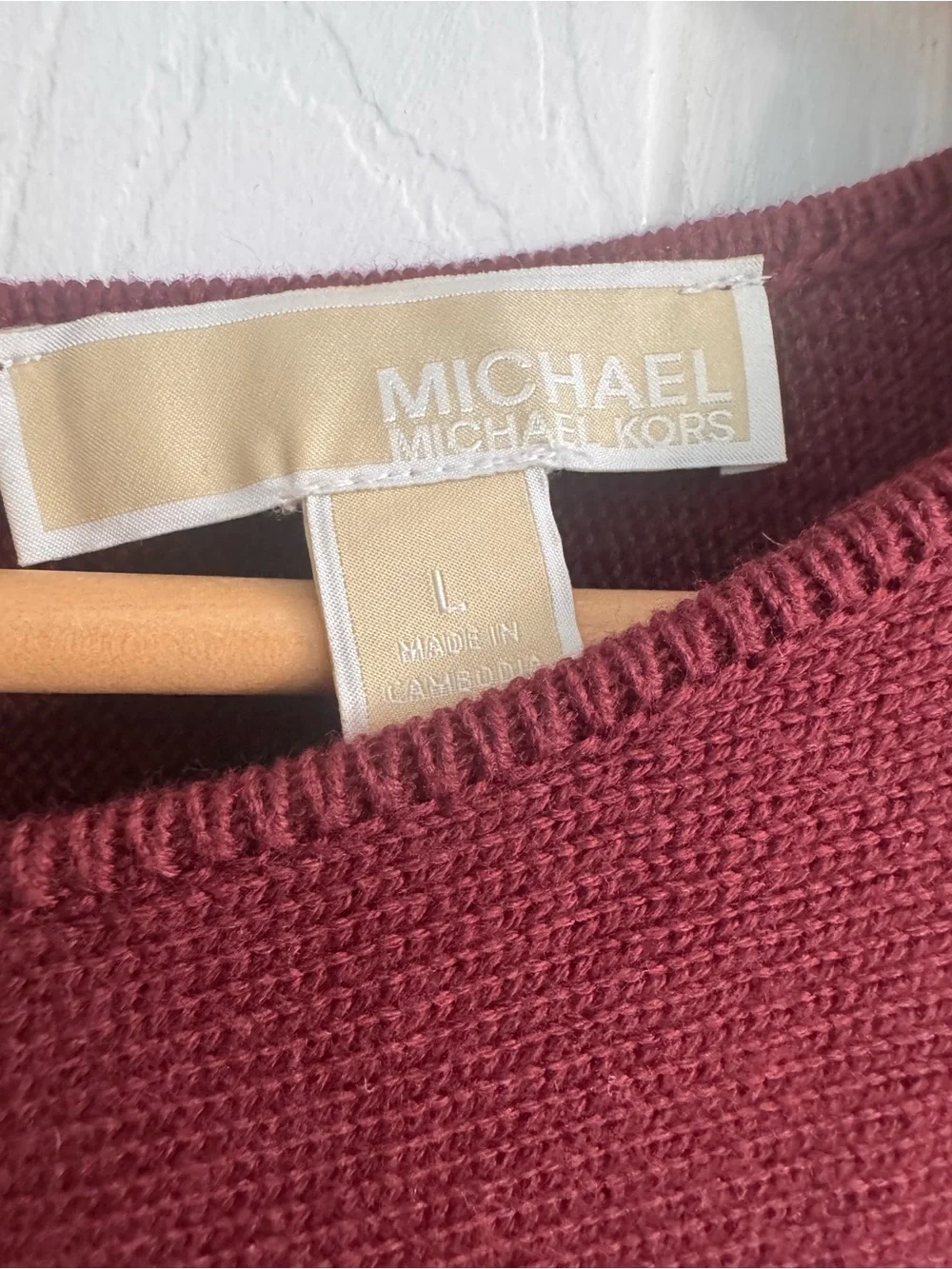 Michael Kors Long Sleeve Boatneck Top in Deep Burgundy